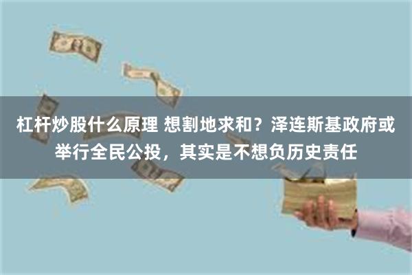 杠杆炒股什么原理 想割地求和？泽连斯基政府或举行全民公投，其实是不想负历史责任